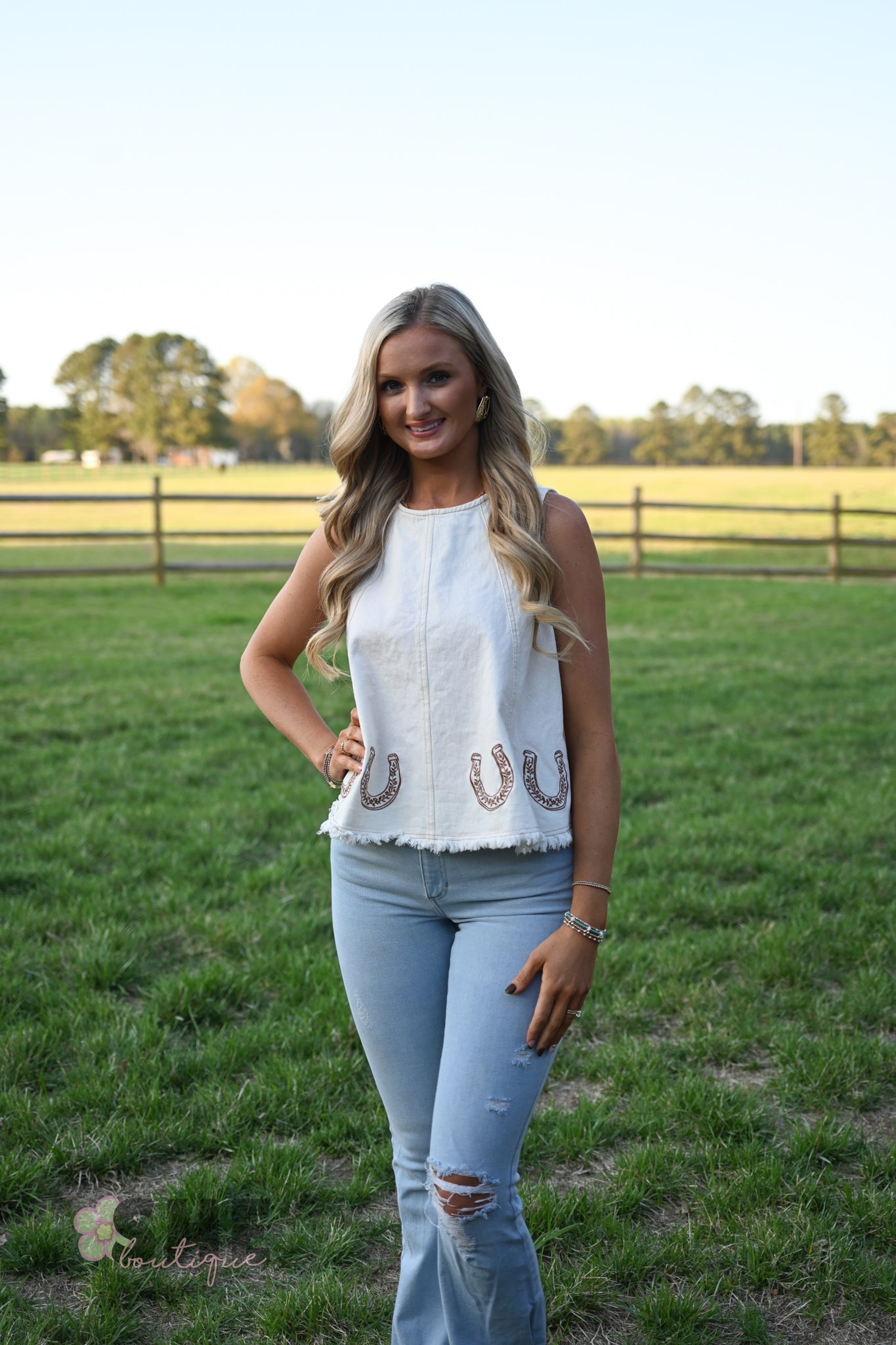Embroidered Horseshoe Tank - She Chester