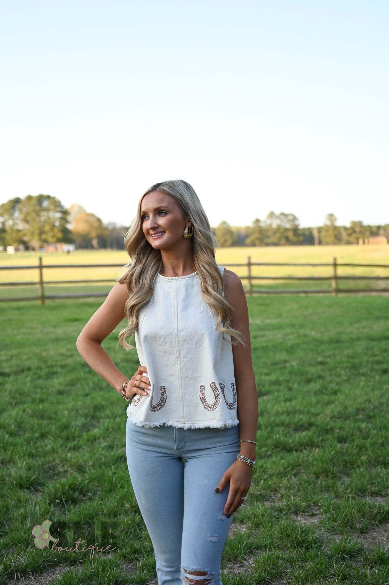 Embroidered Horseshoe Tank - She Chester