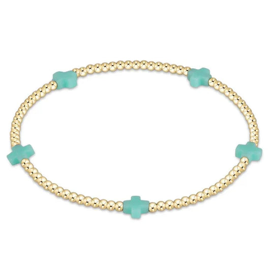 Mint Small Signature Cross Gold Pattern 2mm Bracelet