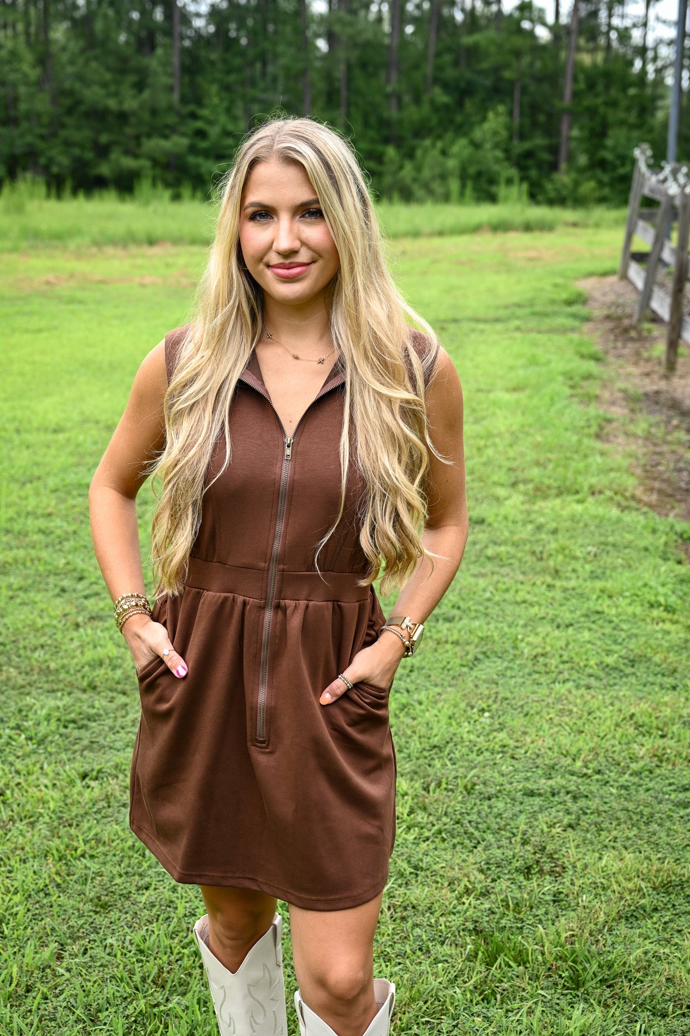 Espresso Bean Half Zip Dress - She Chester