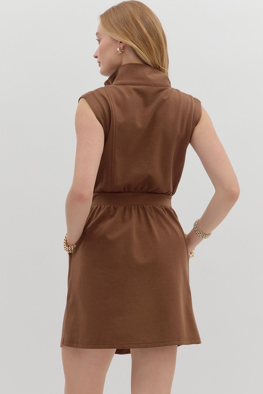 Espresso Bean Half Zip Dress - She Chester