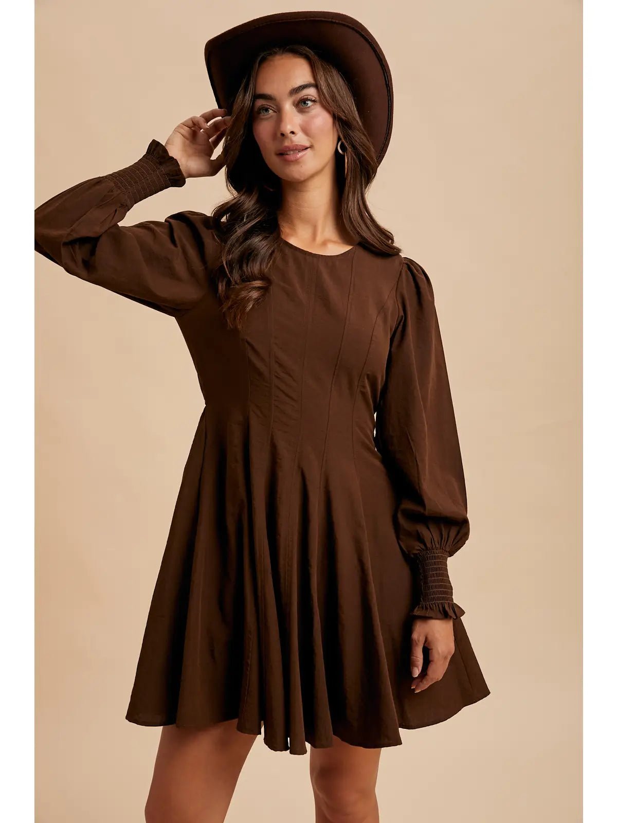 Espresso Fit And Flare Mini Dress - She Chester