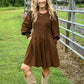 Espresso Fit And Flare Mini Dress - She Chester