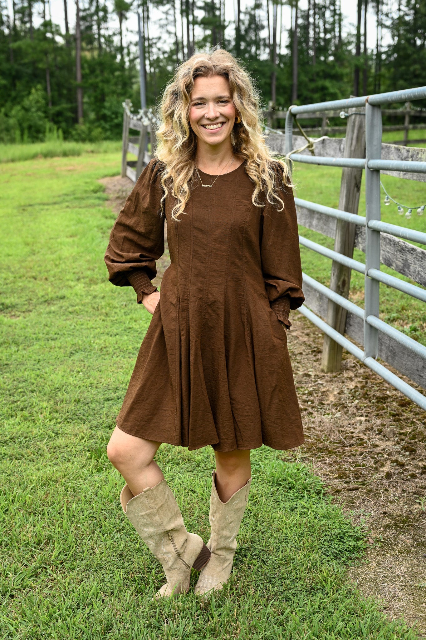 Espresso Fit And Flare Mini Dress - She Chester