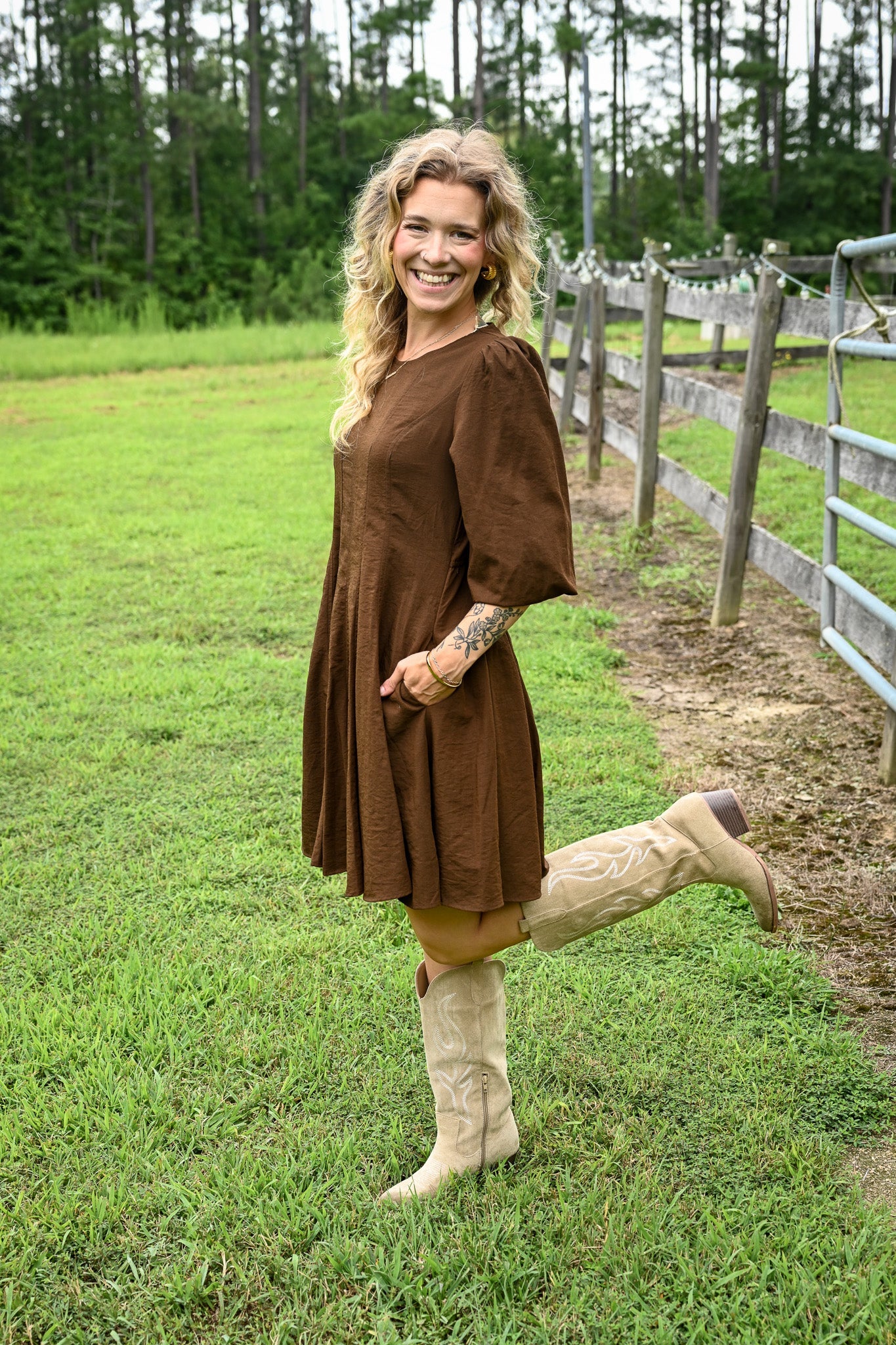 Espresso Fit And Flare Mini Dress - She Chester