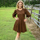 Espresso Fit And Flare Mini Dress - She Chester