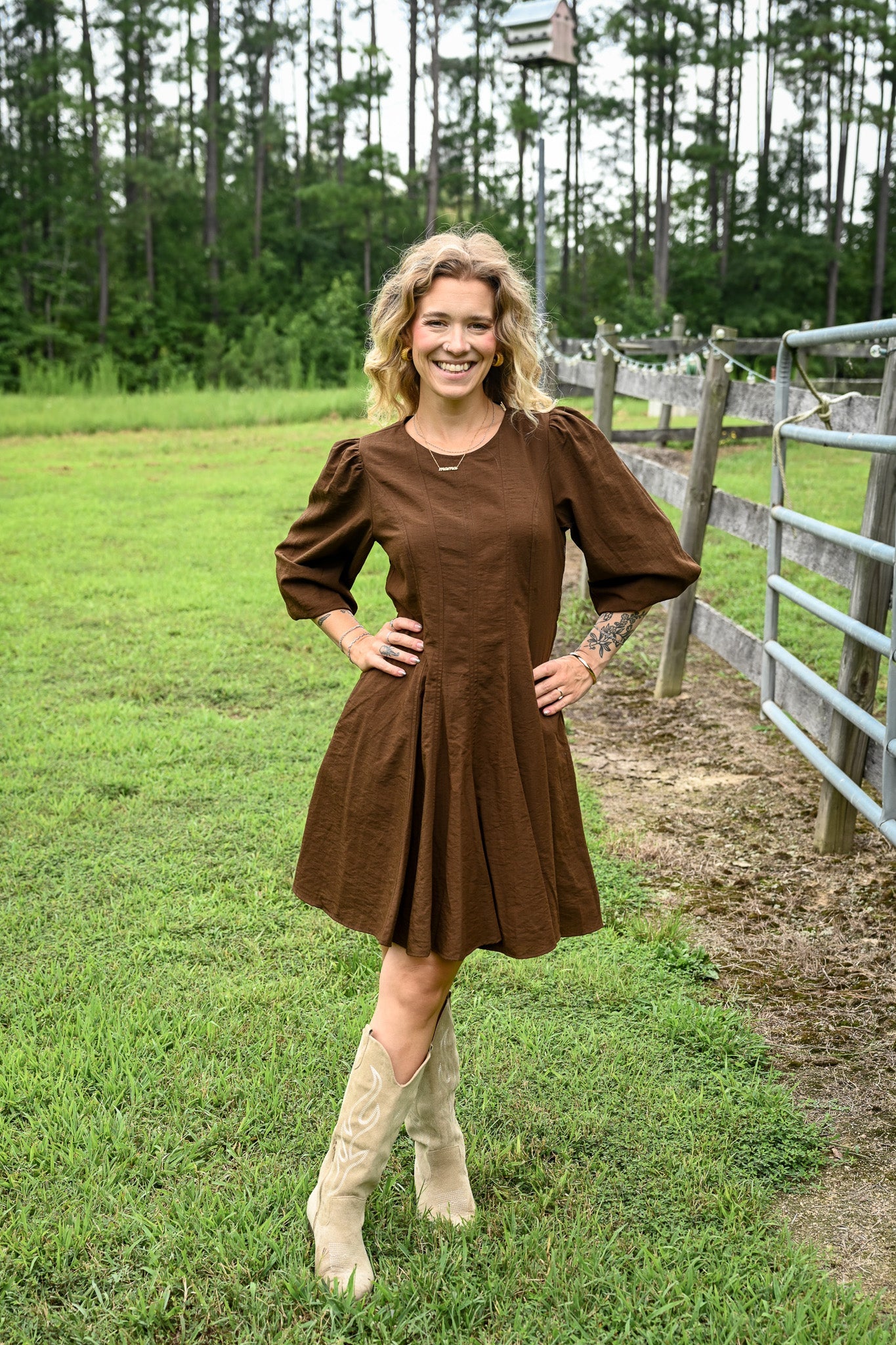 Espresso Fit And Flare Mini Dress - She Chester