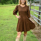 Espresso Fit And Flare Mini Dress - She Chester