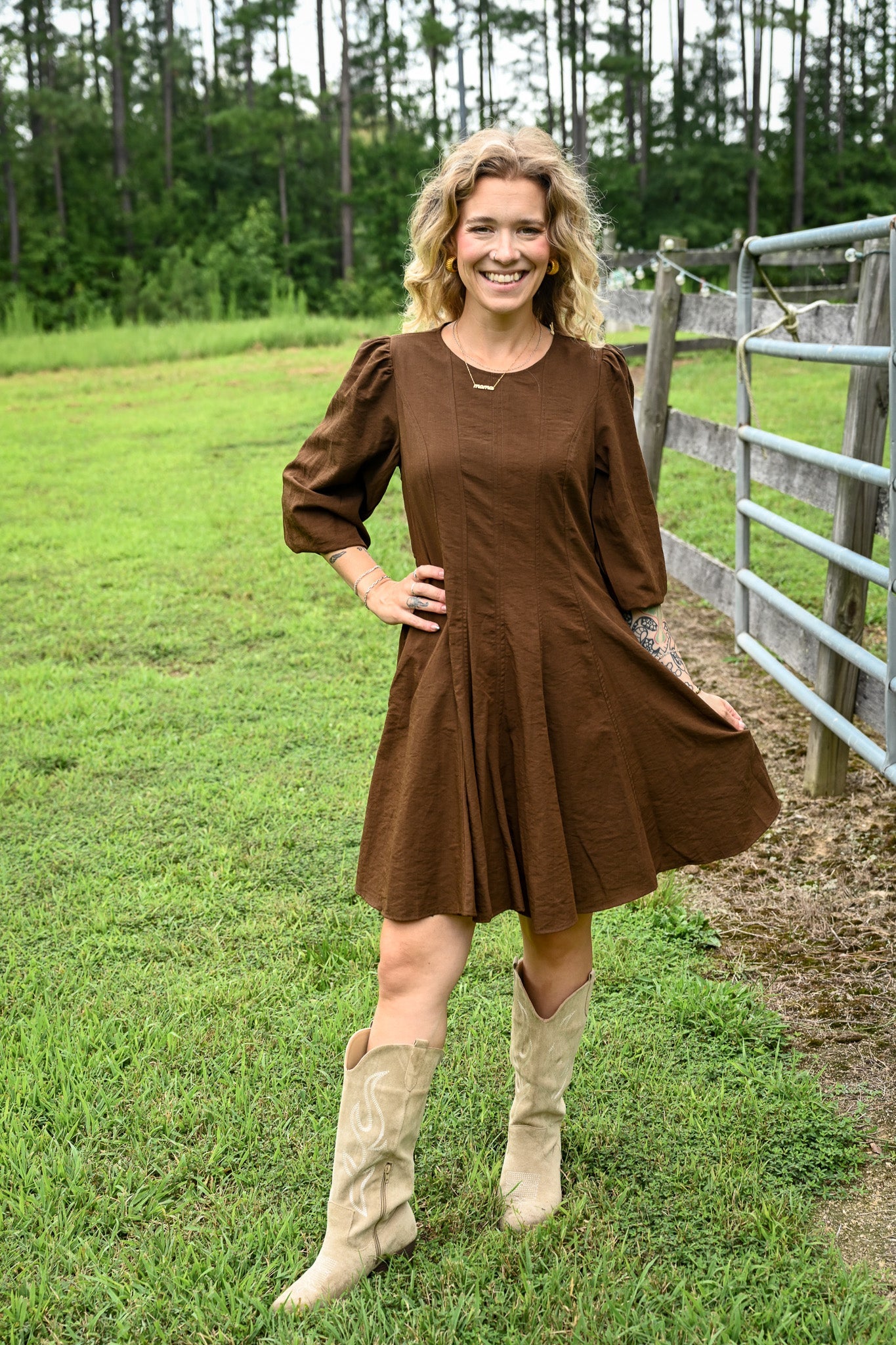 Espresso Fit And Flare Mini Dress - She Chester