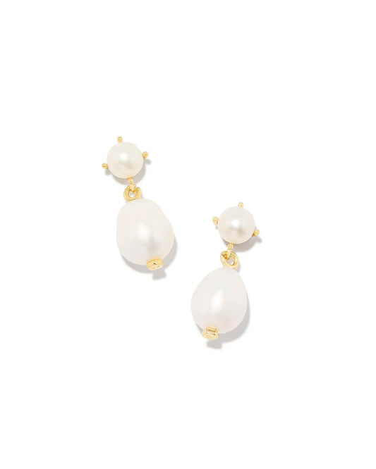 Eve Drop Earring Gold White Pearl - She Chester