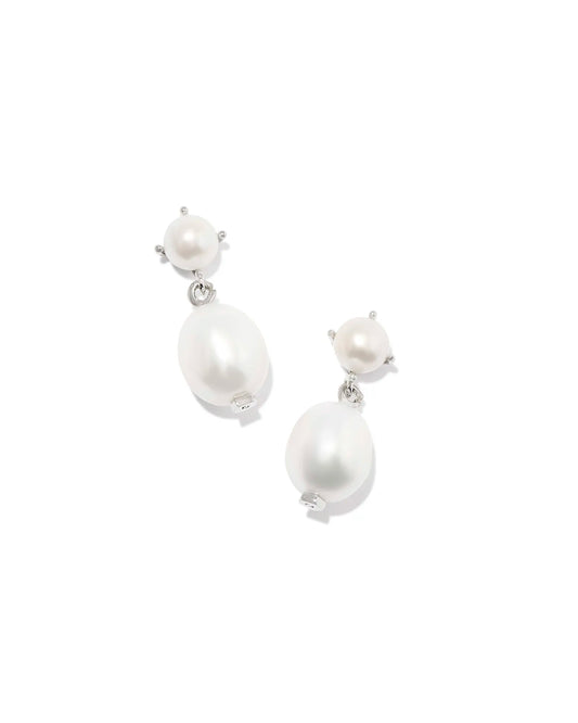 Eve Drop Earring Rhodium White Pearl - She Chester