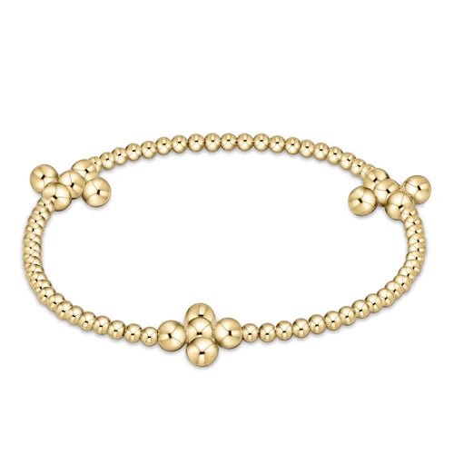 Extends Beaded 4mm Gold Signature Cross 2.5mm Gold Bracelet - She Chester