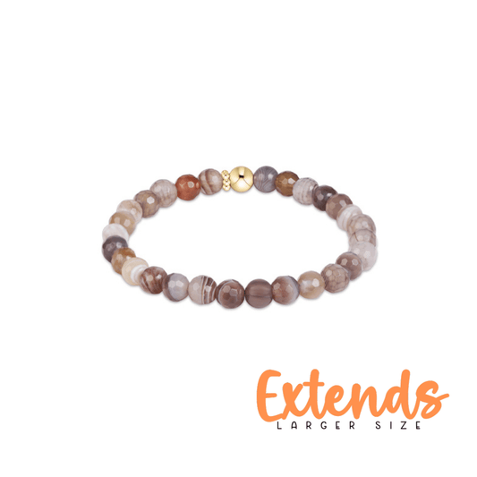 Extends Classic Gemstone 6mm Bracelet - Botswana Agate - She Chester