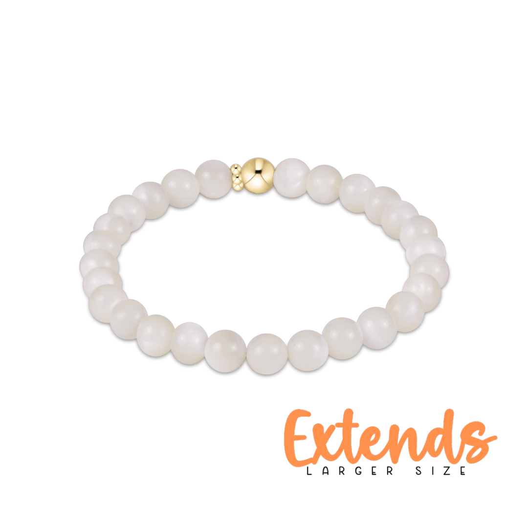 Extends Classic Gemstone 6mm Bracelet - Mother Of Pearl - She Chester