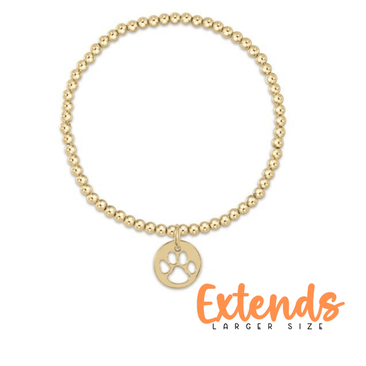 EXTENDS Classic Gold 3mm Paw Print Charm Bracelet - She Chester