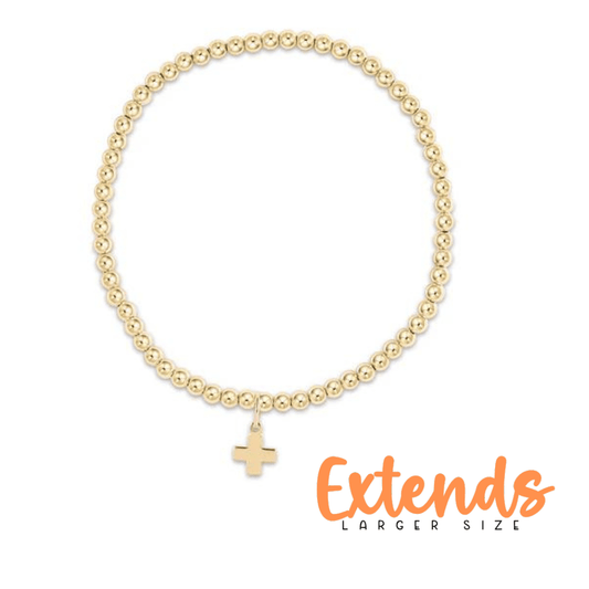 EXTENDS Classic Gold 3mm Signature Cross Charm Bracelet - She Chester