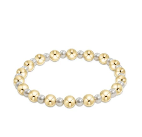 Extends Pearl Grateful Pattern 4mm Bracelet Gold - She Chester