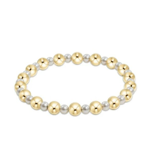 Extends Pearl Grateful Pattern 4mm Bracelet Gold - She Chester