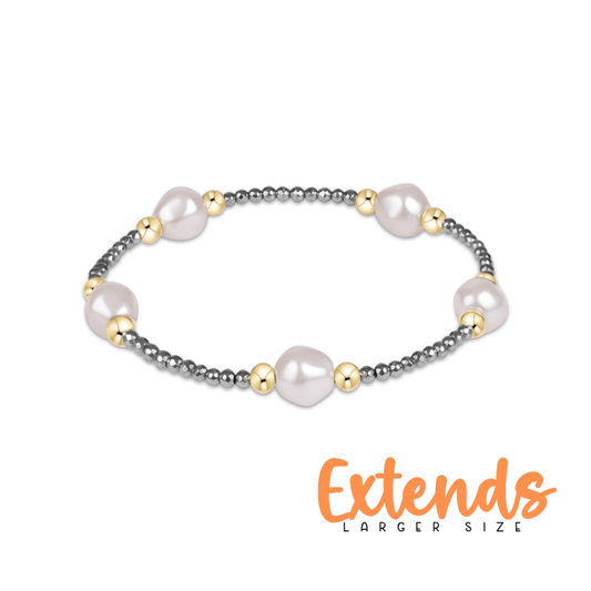 Extends Purpose Admire Pearl 8mm Silver Faceted Hematite Bracelet - She Chester
