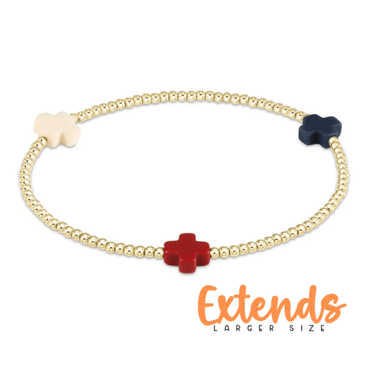 Extends Signature Cross 3mm Gold Bracelet - Firecracker - She Chester