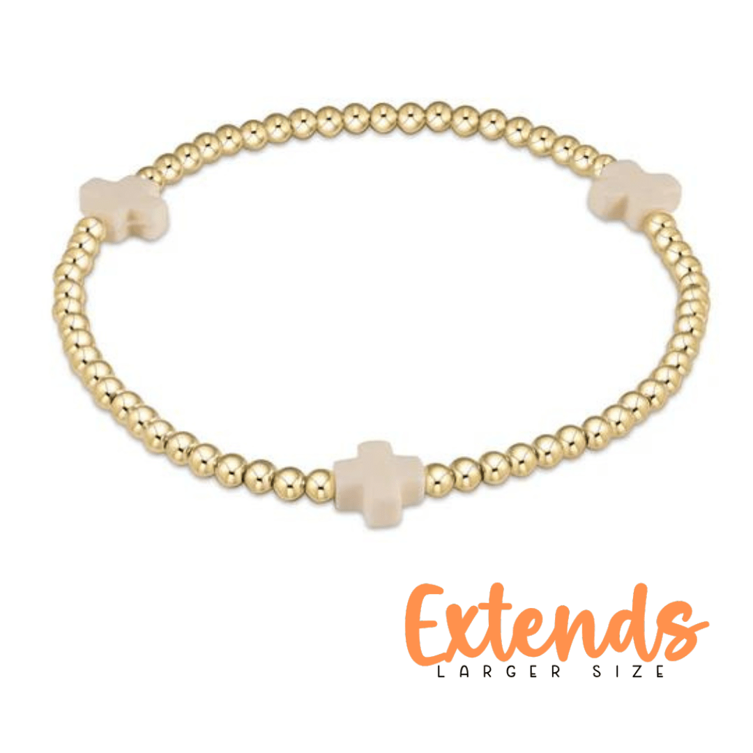 EXTENDS Signature Cross Gold 3mm Off White - She Chester