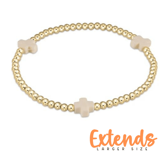 EXTENDS Signature Cross Gold 3mm Off White - She Chester