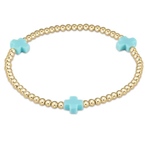 Extends Signature Cross Gold 3mm Turquoise - She Chester