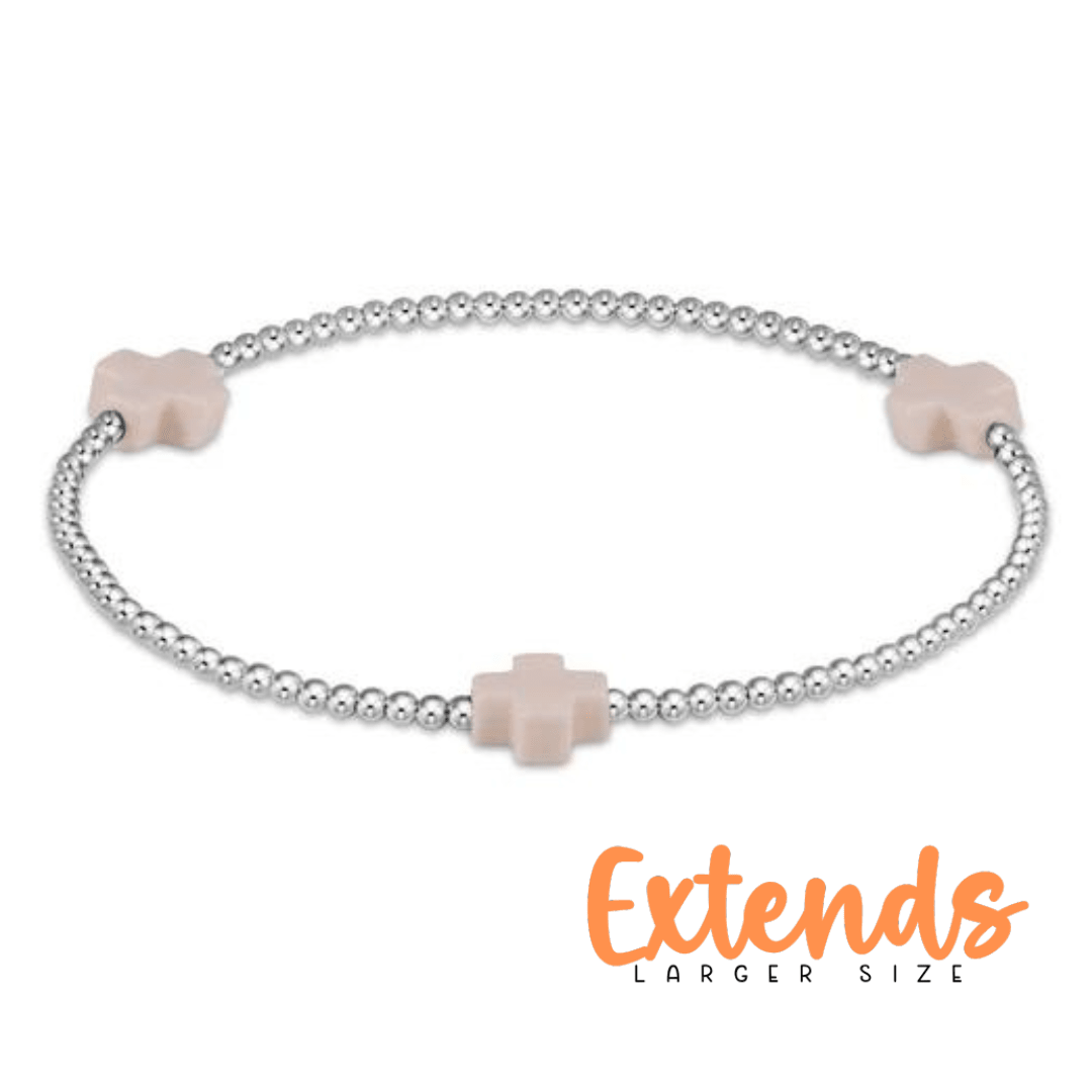 EXTENDS Signature Cross Sterling 3mm Off White Bracelet - She Chester