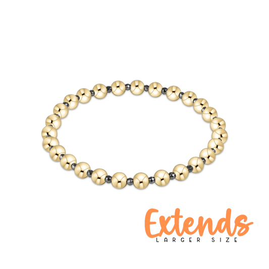 Extends - Silver Faceted Hematite Grateful Pattern 5mm Bead Bracelet - She Chester