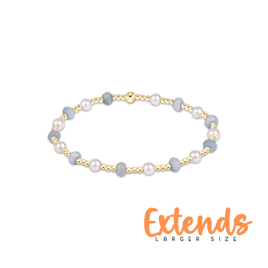 Extends Sincerity Gemstone & Pearl 4mm Bracelet - Aquamarine - She Chester