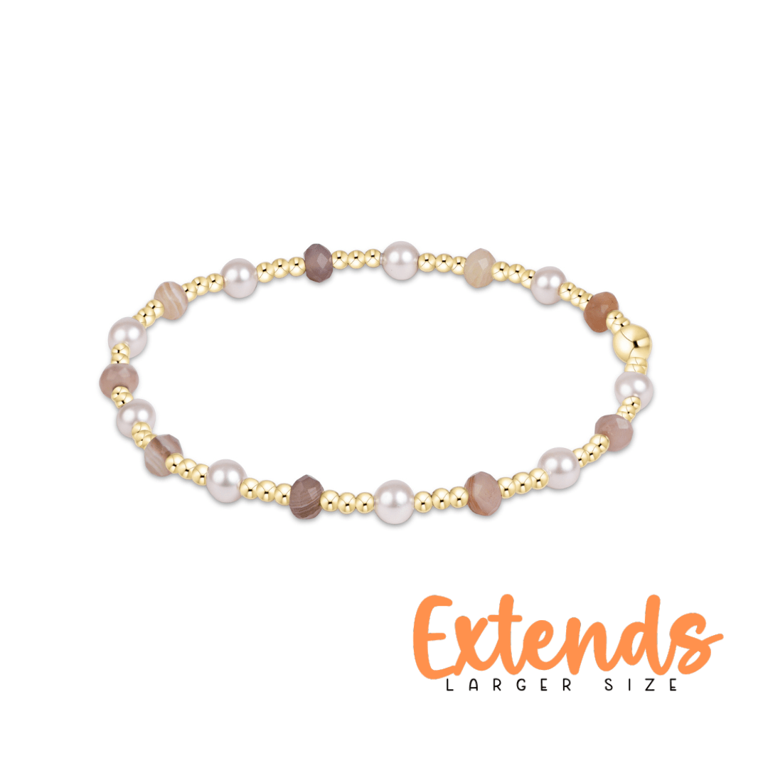 Extends Sincerity Gemstone & Pearl 4mm Bracelet - Botswana Agate - She Chester