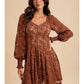 Copper Lace Fit And Flare Mini Dress
