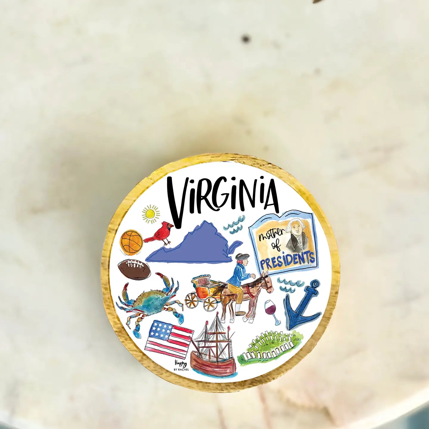 State of VA Wood Dish