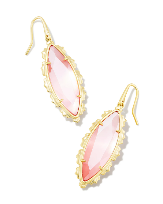 Genevieve Drop Earrings Gold Luster Pink Cats Eye