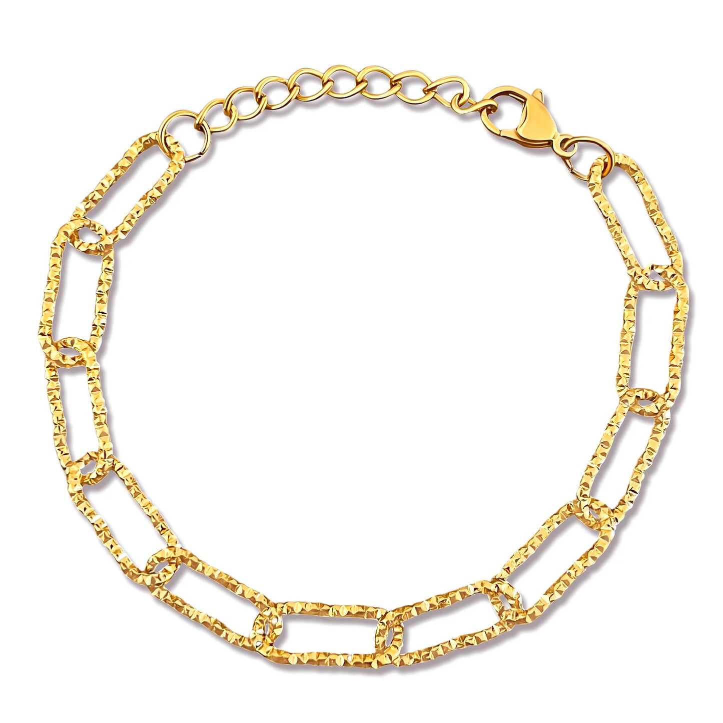 Fabiola Gold Textured Paper Clip Chain Bracelet - 55 - She Chester