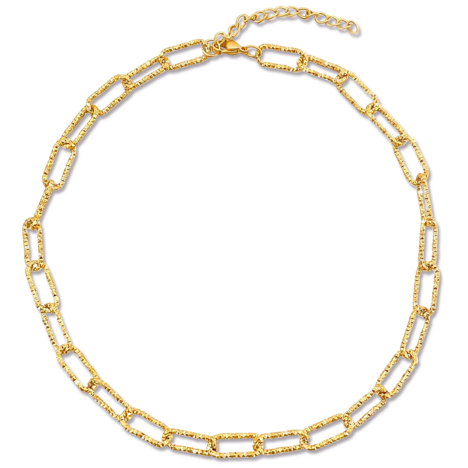 Fabiola Textured Paper Clip Chain Necklace - She Chester