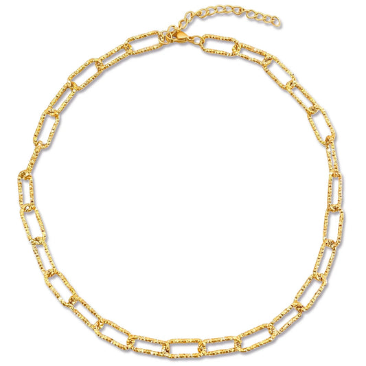 Fabiola Textured Paper Clip Chain Necklace - She Chester
