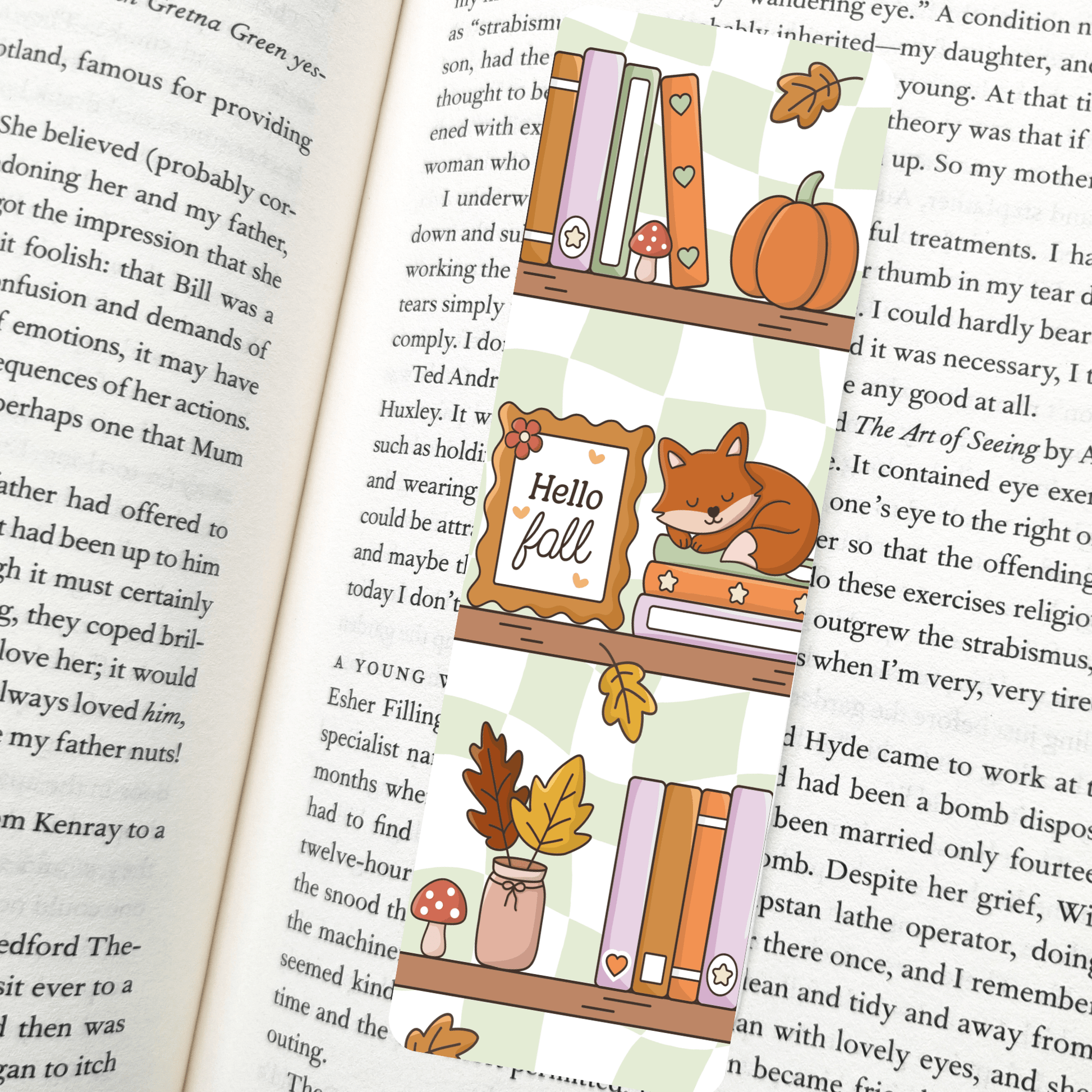 Fall Fox Bookshelf Bookmark – Soft Matte Laminated   - She Chester