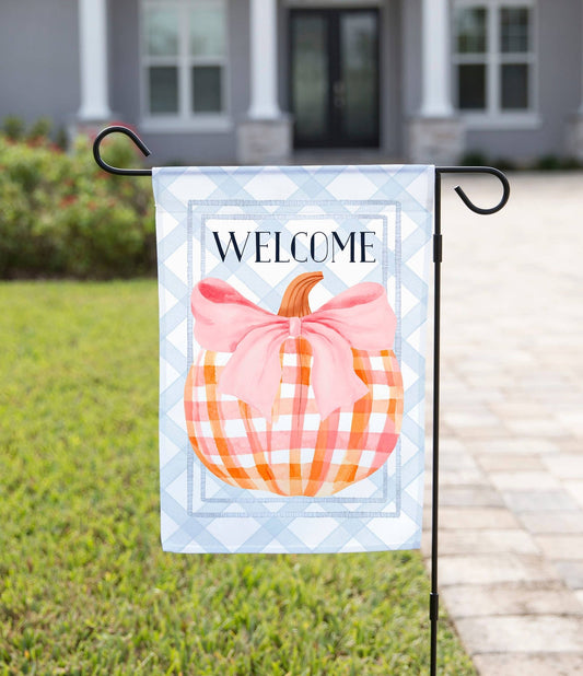 Fall Pink Pumpkin Garden Flag: 12" x 18" - She Chester