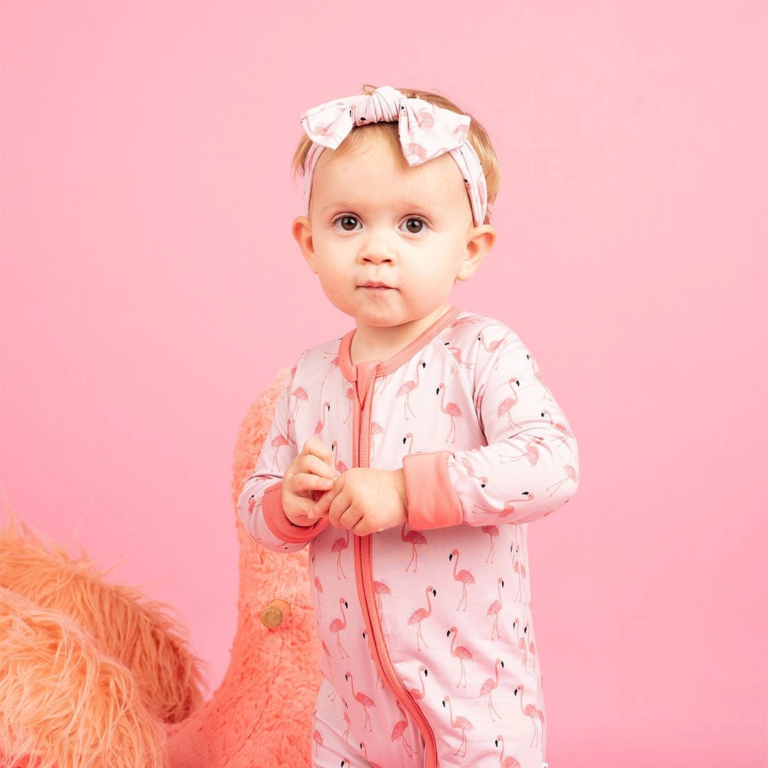 Fancy Flamingos Bamboo Convertible Baby Pajamas - She Chester