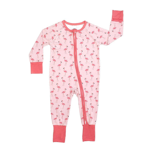 Fancy Flamingos Bamboo Convertible Baby Pajamas - She Chester