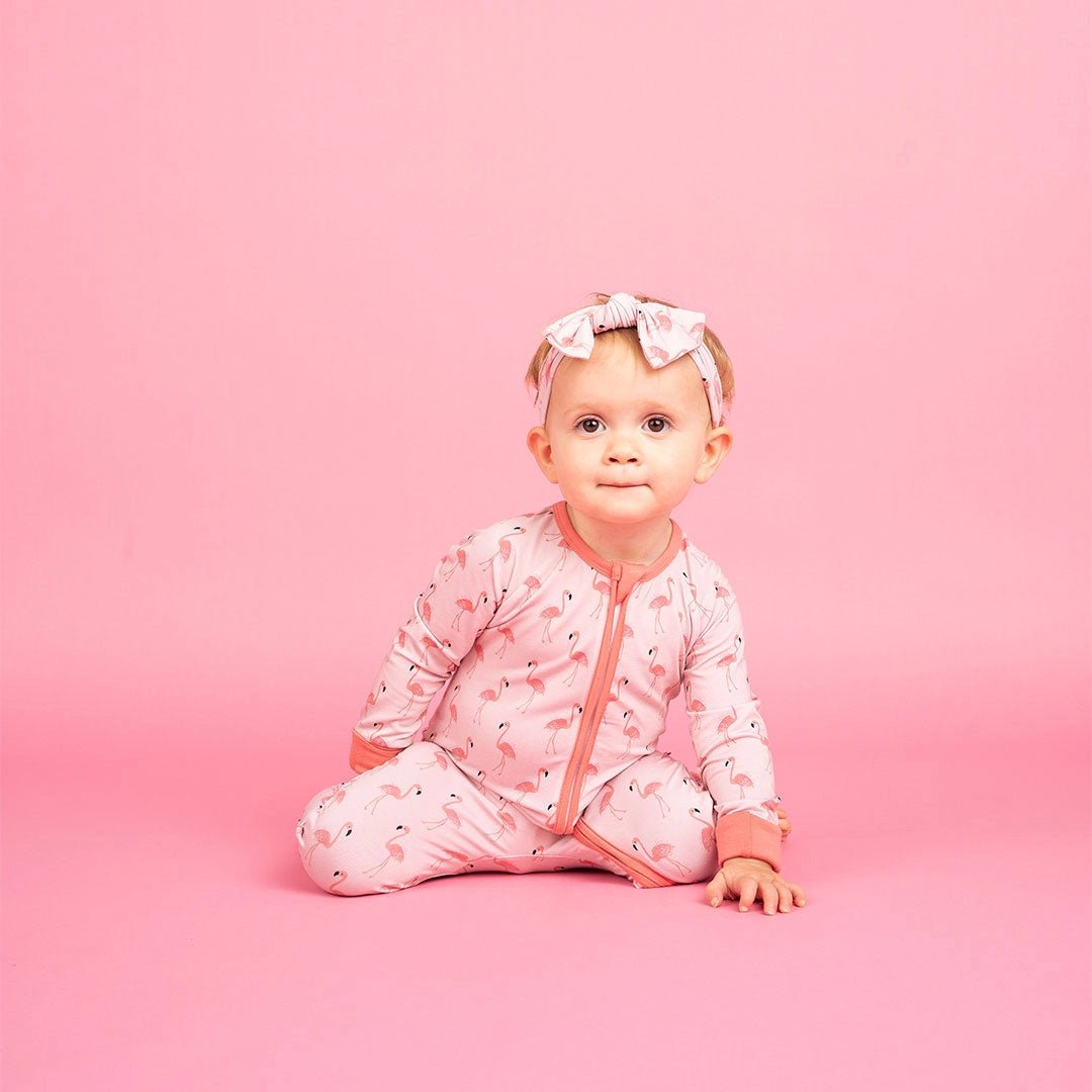 Fancy Flamingos Bamboo Convertible Baby Pajamas - She Chester