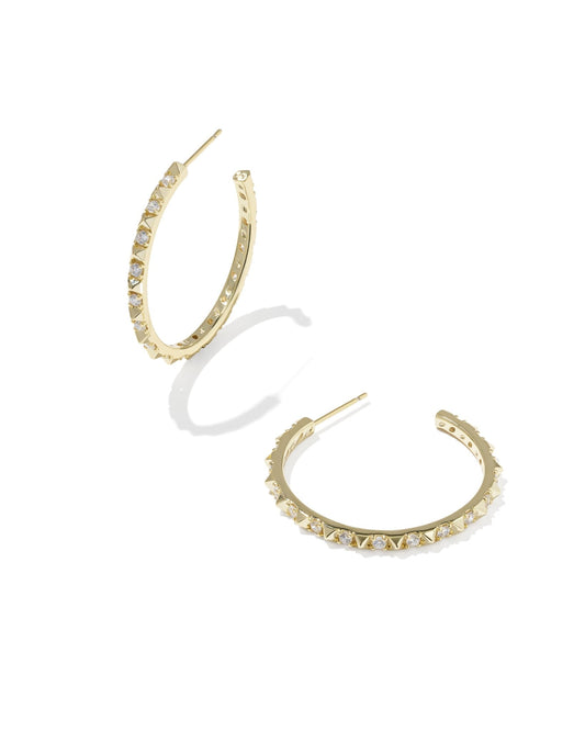 FATE HOOP EARRINGS - GOLD WHITE CZ - She Chester