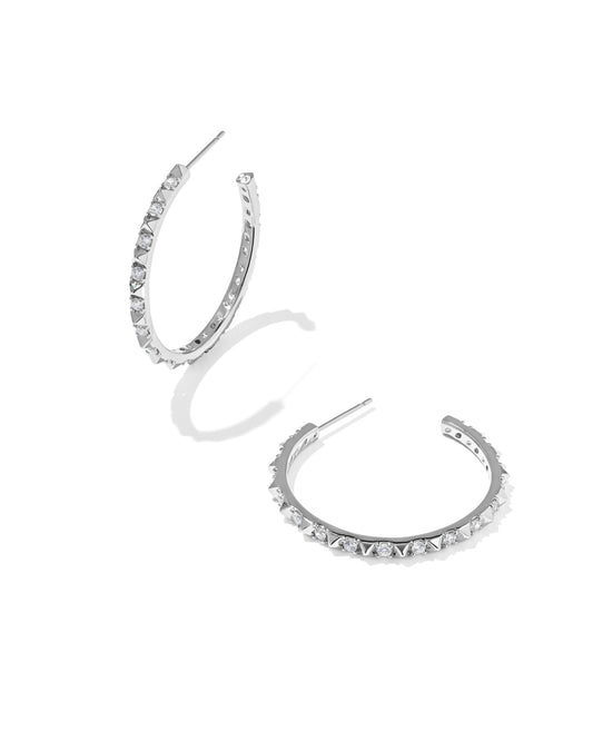 FATE HOOP EARRINGS - SILVER WHITE CZ - She Chester