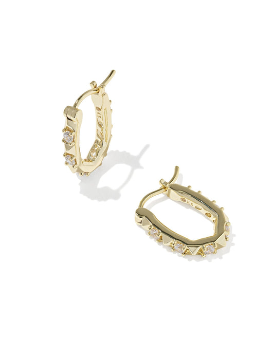 FATE HUGGIE EARRINGS - GOLD WHITE CZ - She Chester