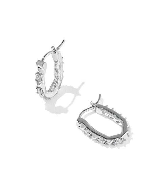 FATE HUGGIE EARRINGS - SILVER WHITE CZ - She Chester
