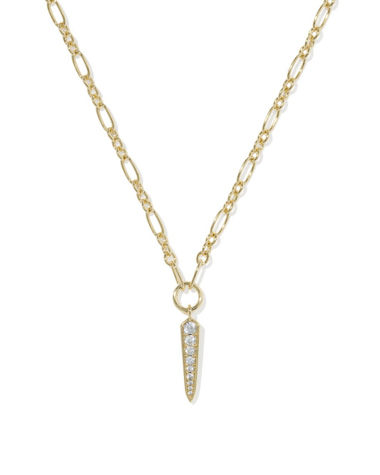 FATE SHORT PENDANT NECKLACE - GOLD WHITE CZ - She Chester