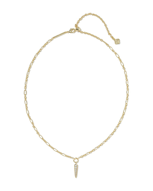 FATE SHORT PENDANT NECKLACE - GOLD WHITE CZ - She Chester
