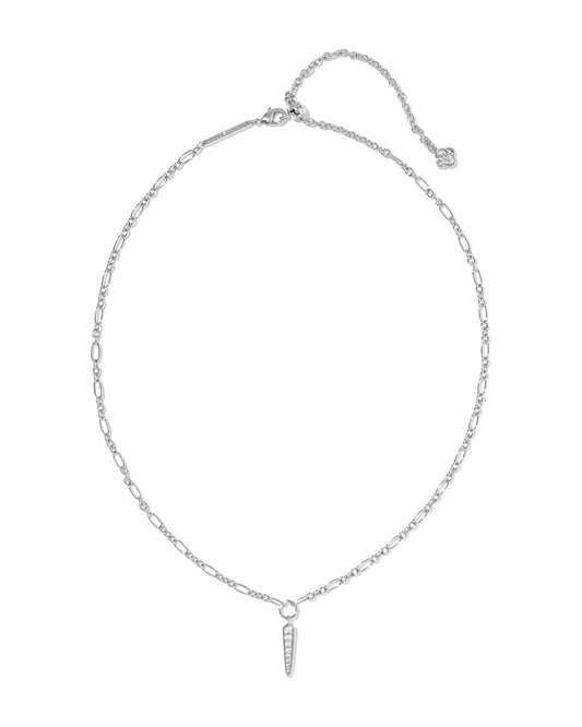 FATE SHORT PENDANT NECKLACE - SILVER WHITE CZ - She Chester