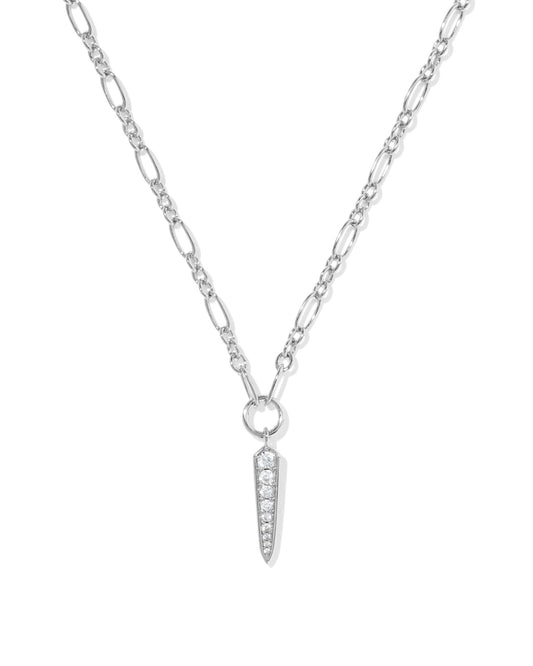 FATE SHORT PENDANT NECKLACE - SILVER WHITE CZ - She Chester